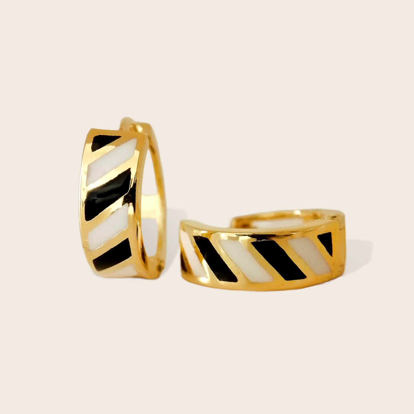 Striped Huggie Hoops